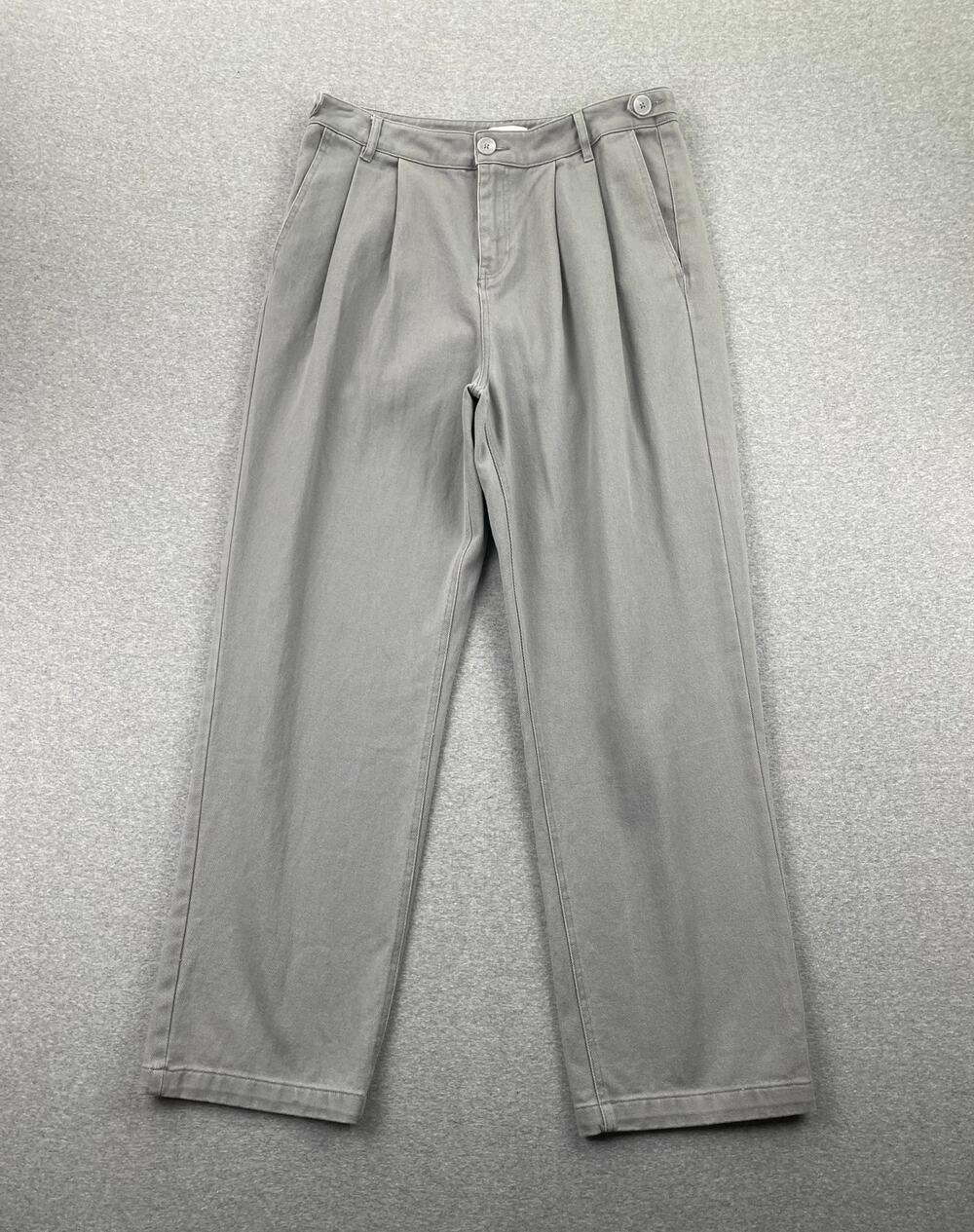 TOPSHOP Jeans Womens 10 Gray Relaxed Loose High Rise Pleated Minimalist Grunge